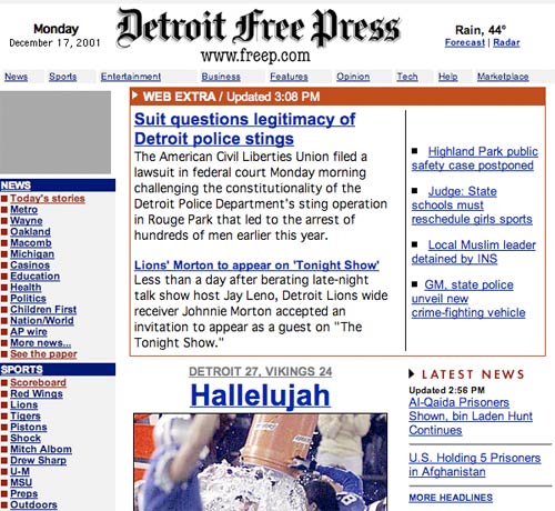 Detroit Free Press in 2001