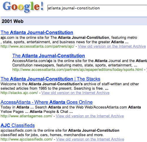 Google results for Atlanta Journal-Constitution