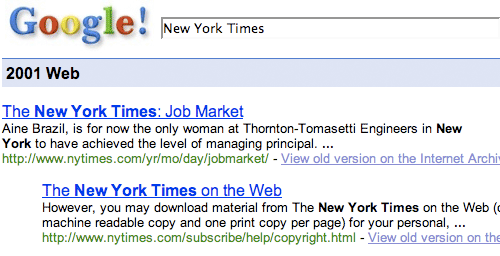 New York Times on Google 2001