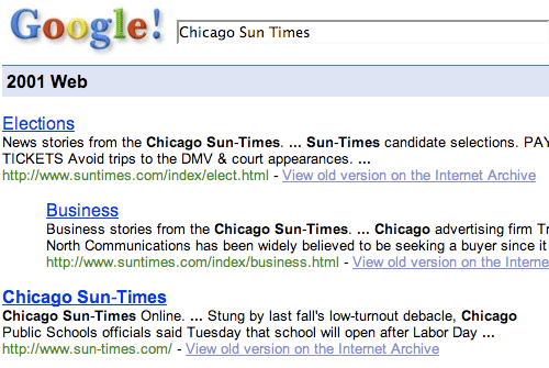 Google Sun-Times results