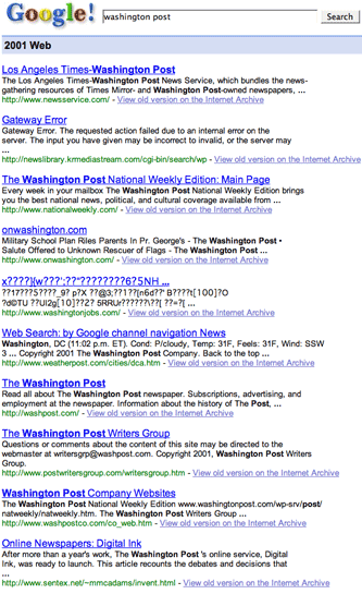 Google Washington Post results