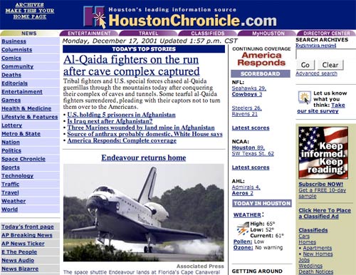 Houston Chrnoicle in 2001