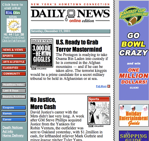 New York Daily News in 2001