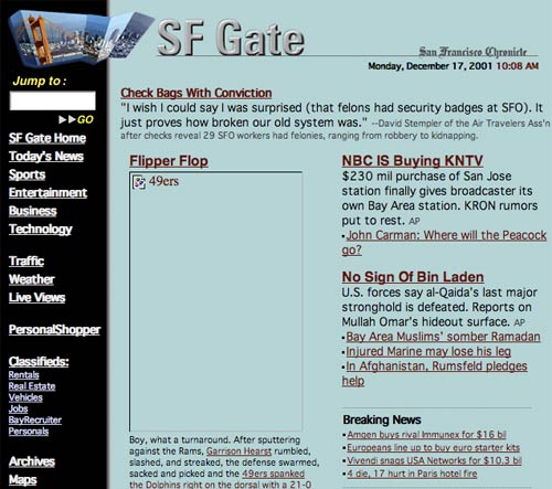 SFGate site in 2001