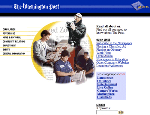 Washington Post corporate site in 2001