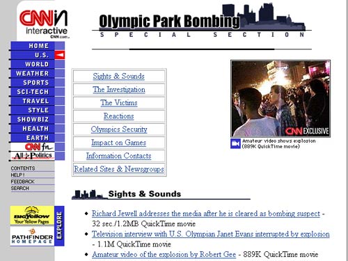 CNN web coverage of the Atlanta Olympic bombing