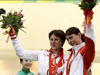 Russian and Georgian athletes on the podium
