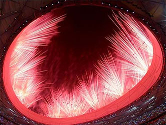 Olympic stadium fireworks