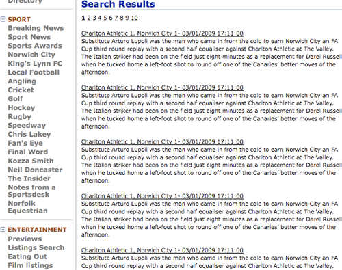 EDP site duplicate serch results