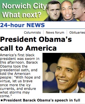 Obama coverage in Norfolk's Eastern Daily Press