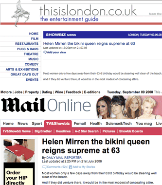 Helen Mirren's newsworthy bikini