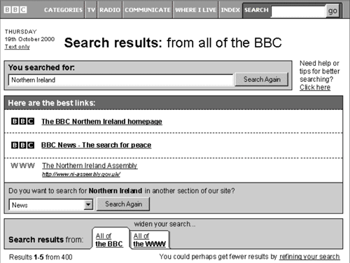 September 2001 search design