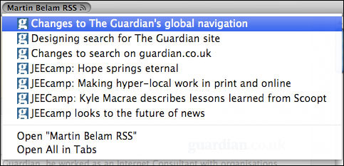 Guardian contributor live RSS bookmark
