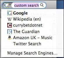 Custom search engines in a browser