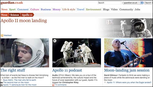 Guardian micro-site about the Apollo 11 mission