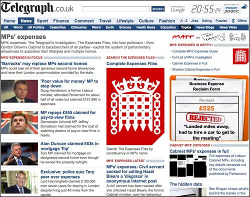 MPs Expenses topic page from The Telegraph
