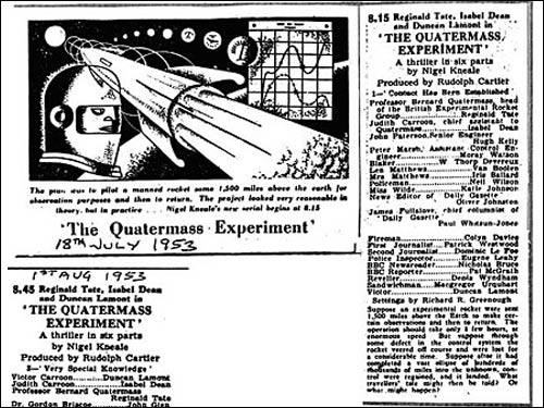 Newspaper clippings about The Quatermass Experiment