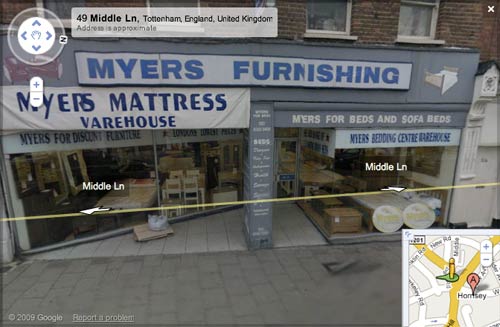 Myers showroom in Google Street View