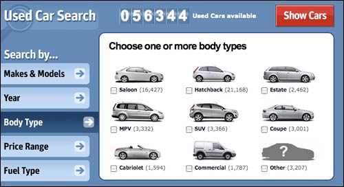 Carzone.ie body shape search
