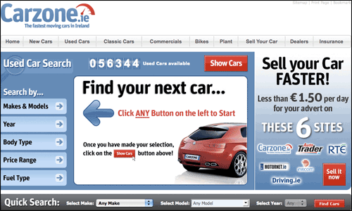 Carzone.ie homepage