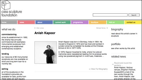 Anish Kapoor page on the Cass Sculpture website