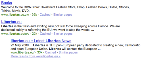 Libertas Google search results