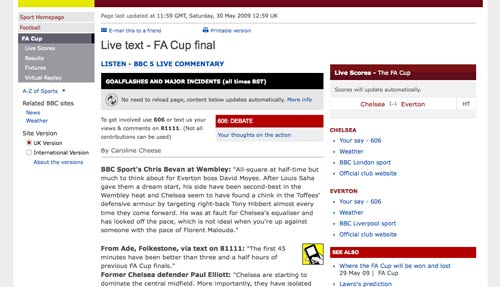 BBC live text coverage of the FA Cup Final