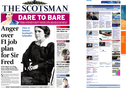 The Scotsman homepage and front page comparison