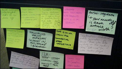Hack Day ideas on post-it notes