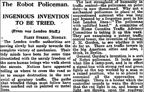 1927 robot policeman article