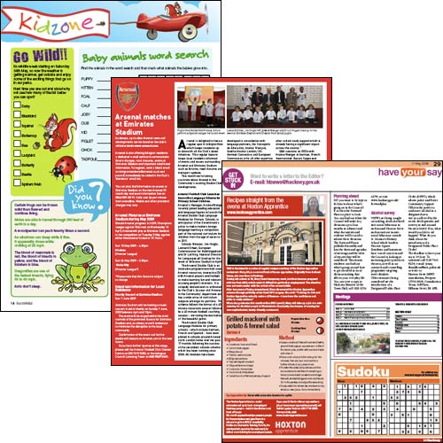 Screengrabs from Enfield, Hackney and Islington council magazines
