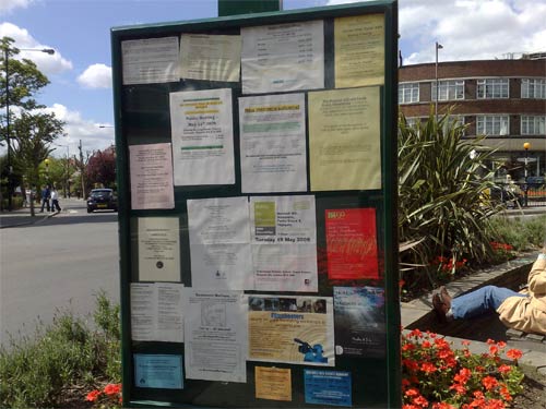 Public noticeboard on Fortis Green Road