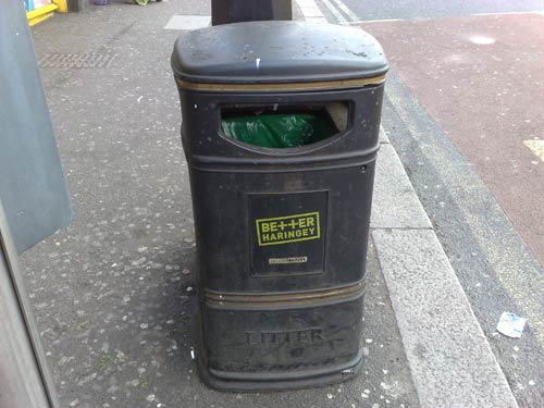 Better Harringey branded rubbish bin
