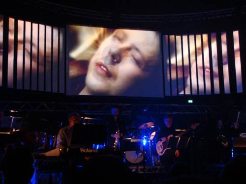 h2g2 on the screen at the Radiophonic Workshop gig
