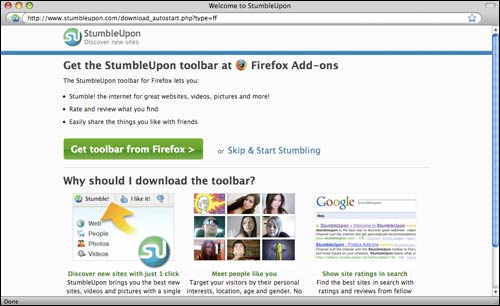 StumbleUpon toolbar call to action