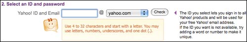 Yahoo! ID choosing help