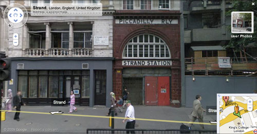 Google Street View of Aldwych Station