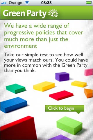 Green Party iPhone app splash screen