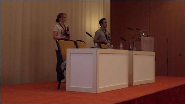 Claire Rowland and Chris Browne presenting at EuroIA 2010