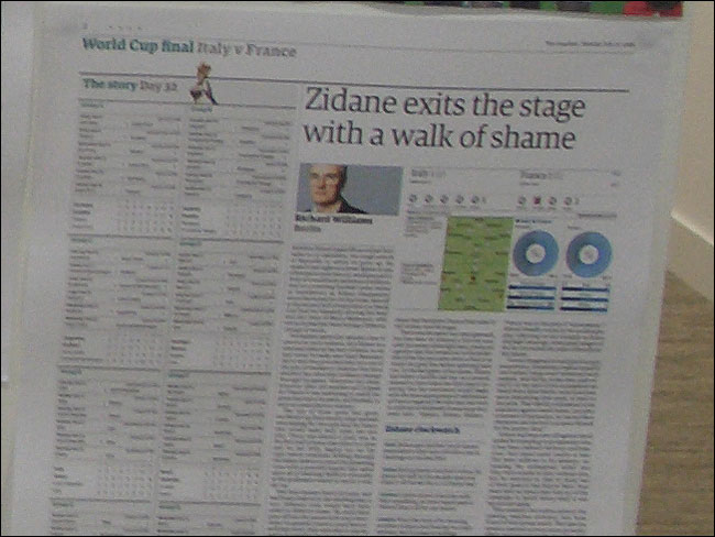 Zidane's shame article in print