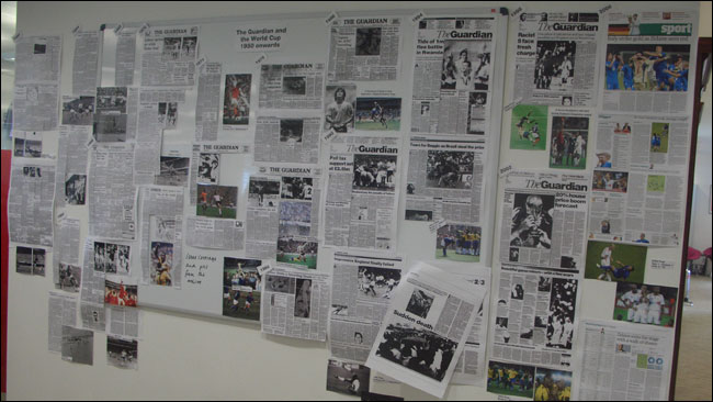The Guardian's World Cup archive wall