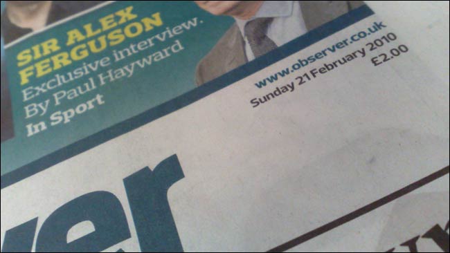 The Observer URL in the new masthead