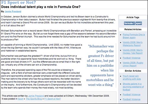 Leeds Student Online F1 article