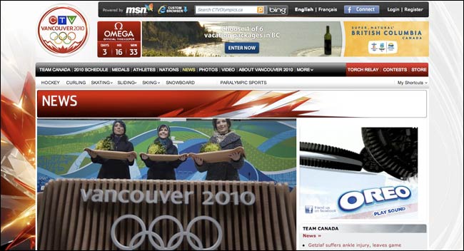 CTV Olympics frontpage