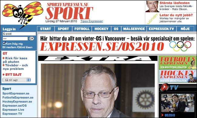 Sweden's Expressen Sport Front
