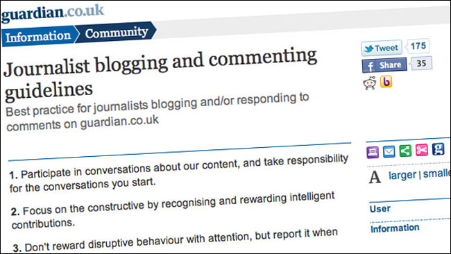 The Guardian's blogging and social media guidelines for journalists