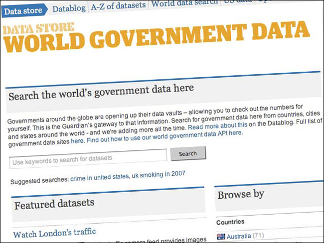 The Guardian's World Government Data search engine