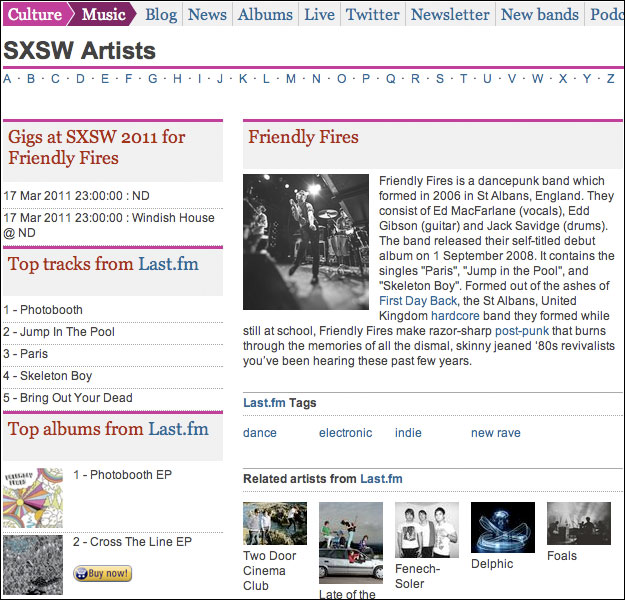 Guardian SXSW festival guide published using linked open data