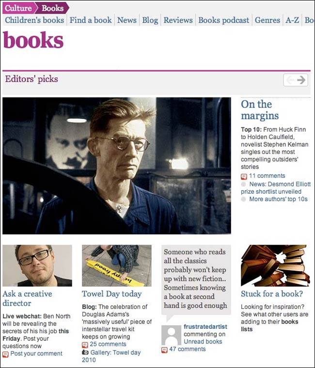 The relaunched Guardian Books site