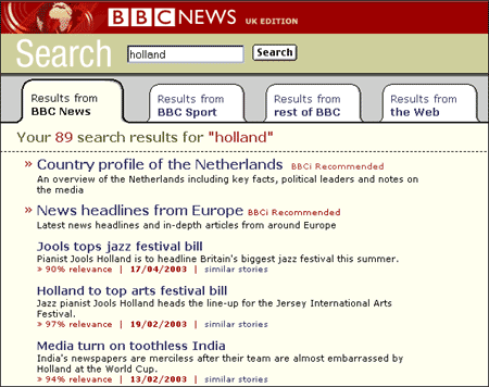search results for holland on the BBC News site